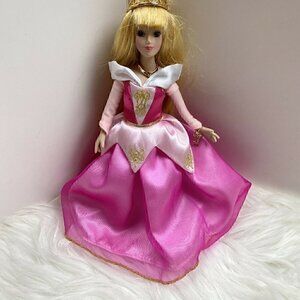 Disney Princess Aurora Sleeping Beauty Porcelain Doll Brass Key Display Stand